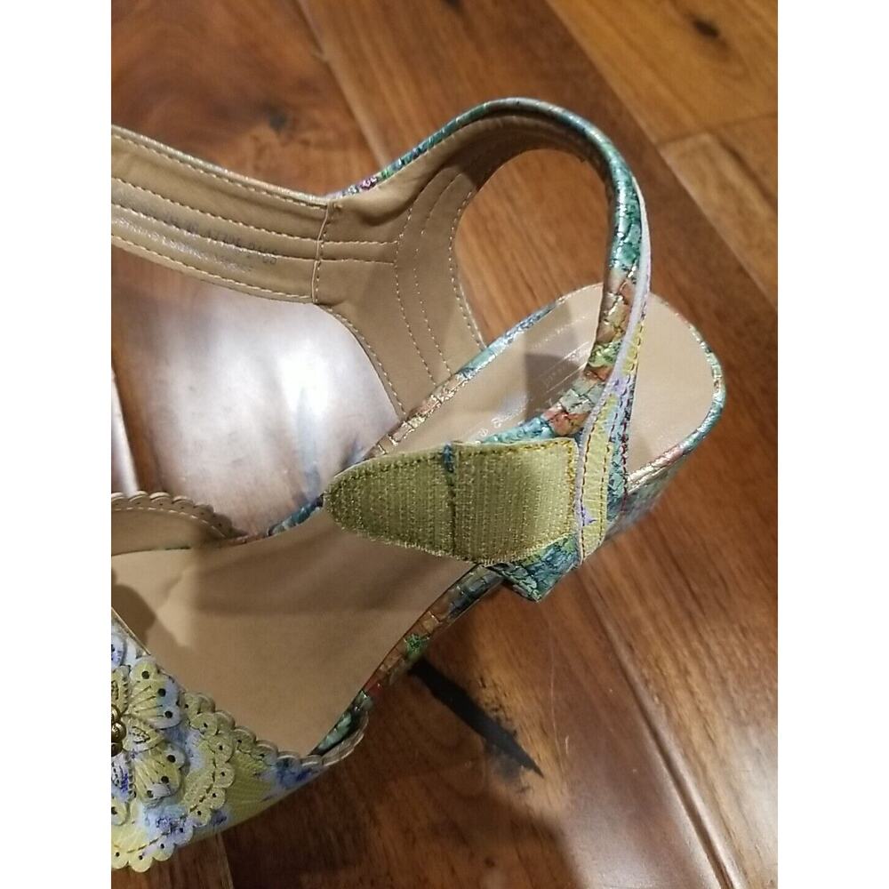 L'Artiste Spring Step Stacked Heel Ankle Strap Sandals size EU 39 US 9 Floral - Picture 11 of 14